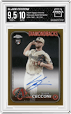 Slade Cecconi from the 2024 Topps Chrome set featuring a Gold Refractor parallel graded by Arena Club and given an overall grade of 9.5.