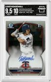 Luke Keaschall from the 2023 Bowman Draft set featuring a Refractor parallel graded by Arena Club and given an overall grade of 9.5.