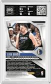 Luka Doncic from the 2024-25 Panini Prizm set featuring a Fast Break Orange parallel graded by Arena Club and given an overall grade of 9.5.