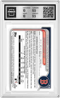 Braden Montgomery from the 2024 Bowman Draft set featuring a Gold Refractor parallel and given an overall grade of 10.