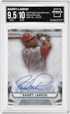 Barry Larkin from the 2019 Topps Diamond Icons set graded by Arena Club and given an overall grade of 9.5.