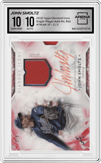 John Smoltz from the 2018 Topps Diamond Icons set featuring a Red parallel graded by Arena Club and given an overall grade of 10.