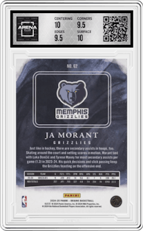 Ja Morant	 from the 2024-25 Panini Origins set featuring a Gold parallel graded by Arena Club and given an overall grade of 10.