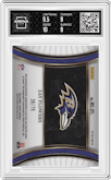 Zay Flowers from the 2023 Panini Select set featuring a White  parallel graded by Arena Club and given an overall grade of 9.5.