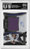 Zay Flowers from the 2023 Panini Select set featuring a White  parallel graded by Arena Club and given an overall grade of 9.5.