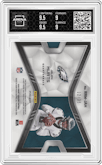 Jalen Hurts from the 2020 Panini Spectra set featuring a Neon Green parallel graded by Arena Club and given an overall grade of 9.5.