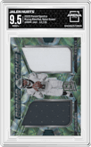 Jalen Hurts from the 2020 Panini Spectra set featuring a Neon Green parallel graded by Arena Club and given an overall grade of 9.5.