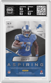 D'Andre Swift from the 2020 Panini Spectra set featuring a Neon Blue parallel graded by Arena Club and given an overall grade of 9.