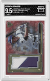 Corey Seager from the 2020 Topps Triple Threads set featuring a Ruby parallel graded by Arena Club and given an overall grade of 9.5.