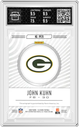 John Kuhn from the 2020 Panini Illusions set graded by Arena Club and given an overall grade of 8.
