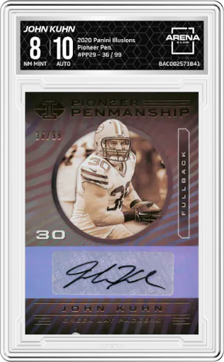John Kuhn from the 2020 Panini Illusions set graded by Arena Club and given an overall grade of 8.