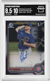 Cade Horton from the 2022 Bowman Draft set featuring a Black Refractor parallel graded by Arena Club and given an overall grade of 8.5.