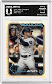 Jacob Amaya from the 2024 Topps Chrome Logofractor set featuring a Rose Gold Refractor	 parallel graded by Arena Club and given an overall grade of 9.5.