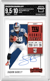 Saquon Barkley from the 2018 Panini Contenders set graded by Arena Club and given an overall grade of 9.5.