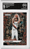 Shaedon Sharpe from the 2024-25 Panini Prizm set featuring a Snakeskin Prizm parallel graded by Arena Club and given an overall grade of 9.
