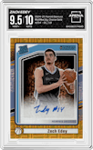 Zach Edey from the 2024-25 Panini Donruss set featuring a Choice Gold parallel graded by Arena Club and given an overall grade of 9.5.