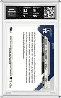 Shohei Ohtani / Yoshinobu Yamamoto / Roki Sasaki from the 2025 Topps Now set and given an overall grade of 9.5.