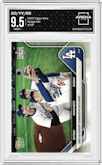 Shohei Ohtani / Yoshinobu Yamamoto / Roki Sasaki from the 2025 Topps Now set graded by Arena Club and given an overall grade of 9.5.