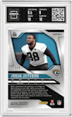 Jordan Jefferson from the 2024 Panini Prizm set featuring a Gold Vinyl parallel graded by Arena Club and given an overall grade of 9.5.