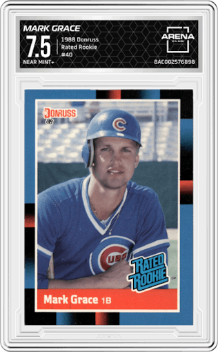 Mark Grace from the 1988 Donruss set graded by Arena Club and given an overall grade of 7.5.