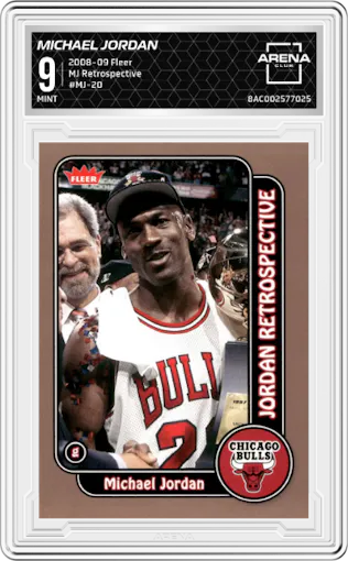 Michael Jordan from the 2008-09 Fleer set graded by Arena Club and given an overall grade of 9.