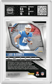 Ladd McConkey from the 2024 Panini Prizm set featuring a Purple Ice parallel graded by Arena Club and given an overall grade of 9.5.