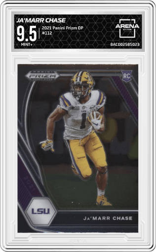 Ja'Marr Chase from the 2021 Panini Prizm Draft Picks set graded by Arena Club and given an overall grade of 9.5.