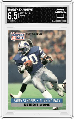 Barry Sanders from the 1991 Pro Set set graded by Arena Club and given an overall grade of 6.5.
