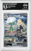 Cynthia's Roserade from the 2025 Pokemon SV set graded by Arena Club and given an overall grade of 9.5.