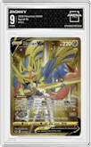Zacian V from the 2020 Pokemon SWSH set graded by Arena Club and given an overall grade of 9.