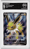 Jolteon V from the 2021 Pokemon SWSH set graded by Arena Club and given an overall grade of 9.