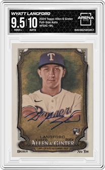 Wyatt Langford from the 2024 Topps Allen & Ginter set and given an overall grade of 9.5.