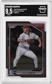 Hagen Smith from the 2024 Bowman Draft set graded by Arena Club and given an overall grade of 9.5.