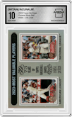 Shohei Ohtani/Ronald Acuna Jr. from the 2024 Topps Heritage set featuring a Chrome Silver Refractor parallel graded by Arena Club and given an overall grade of 10.