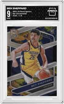 Ben Sheppard from the 2023-24 Panini Spectra set featuring a Die-Cut Universal parallel graded by Arena Club and given an overall grade of 9.