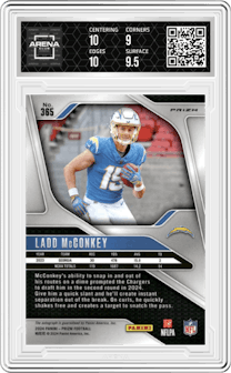 Ladd McConkey from the 2024 Panini Prizm set and given an overall grade of 9.5.