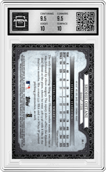 Shohei Ohtani from the 2019 Bowman  set featuring a Atomic Refractor parallel graded by Arena Club and given an overall grade of 10.