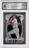 Shohei Ohtani from the 2019 Bowman  set featuring a Atomic Refractor parallel graded by Arena Club and given an overall grade of 10.