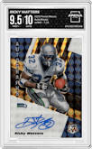 Ricky Watters from the 2020 Panini Mosaic set graded by Arena Club and given an overall grade of 9.5.