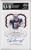 Drew Pearson from the 2019 Panini Flawless set featuring a Ruby parallel graded by Arena Club and given an overall grade of 9.5.