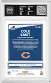 Cole Kmet from the 2020 Panini Donruss Optic set graded by Arena Club and given an overall grade of 9.5.