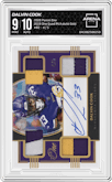 Dalvin Cook from the 2020 Panini One set featuring a Gold parallel graded by Arena Club and given an overall grade of 9.