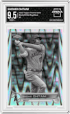Shohei Ohtani from the 2022 Topps Chrome Sonic  set featuring a Black/White RayWave parallel graded by Arena Club and given an overall grade of 9.5.