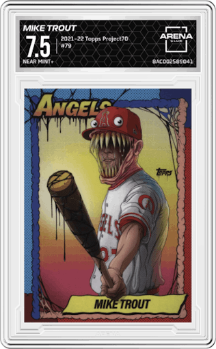 Mike Trout from the 2021-22 Topps Project70 set graded by Arena Club and given an overall grade of 7.5.