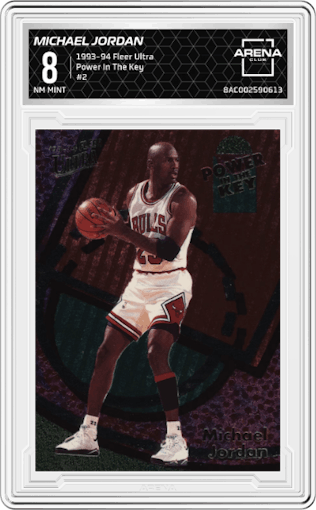 Michael Jordan  from the 1993-94 Fleer Ultra set graded by Arena Club and given an overall grade of 8.