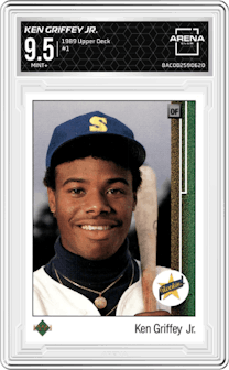 Ken Griffey Jr. from the 1989 Upper Deck set graded by Arena Club and given an overall grade of 9.5.