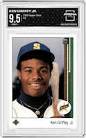 Ken Griffey Jr. from the 1989 Upper Deck set graded by Arena Club and given an overall grade of 9.5.