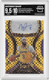 Anthony Davis from the 2023-24 Panini Select  set featuring a Gold Prizm parallel graded by Arena Club and given an overall grade of 9.5.