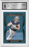 Jake Ferguson from the 2024 Panini Obsidian set featuring a Blue parallel graded by Arena Club and given an overall grade of 10.