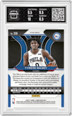 Tyrese Maxey from the 2020-21 Panini Prizm set featuring a Purple Ice parallel graded by Arena Club and given an overall grade of 9.